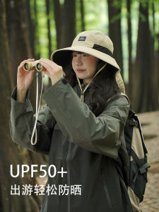 ผู้หญิง ฤดูร้อน หมวกตกปลาป้องกันแสงแดดปีนเขากลางแจ้งป้องกันรังสียูวีหมวกชาวประมงปีกใหญ่ ลำลอง ผ้าฝ้าย โพลีเอสเตอร์