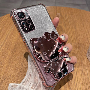 Ốp Lưng Silicon Chống Sốc Toàn Diện Cho Redmi Note11 pro 5G Có Chân Đế Và Gương Ốp Lưng Điện Thoại Di Động Mềm Bền Bỉ