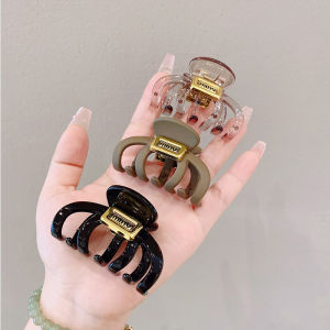 New Arrival Special-Interest Design Letter Medium Pumpkin Grip Female Triangle Minimalist Texture Shark Clip Updo Hair Claw Hair