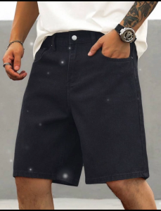 Mens Stylish High-Quality Denim Shorts Non-Elastic Black Tapered Fit Comfortable Everyday Wear