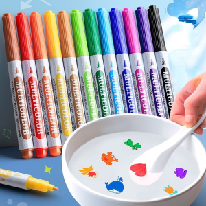 8/12 Colors Floating Pen Children Painting In Water Graffiti Pens Set Magical Whiteboard Marker with Spoon Early Learning Toy