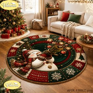 VIKAMA 3D Visual Effect Christmas Snowman Rug Non Slip Absorbent Living Room Decorative Carpet Washable Bedroom Bedside Rug