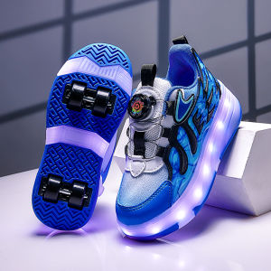 Boys And Girls Flashing Light Roller Skate Shoes Four-Wheel Childrens Inline Skates Sports Shoes for Walking And Roller Blading