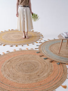 Handmade Glue-Free Jute Circular Boho Carpet