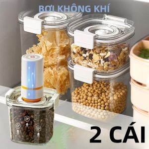 2 Chiếc Hút Chân Không Nhựa Kín Hạt Cà Phê Bình Chống Ẩm Tươi Giữ Nhà Bếp Ngũ Cốc Hộp Bảo Quản Thân Thiện Với Môi Trường Hộp Trà