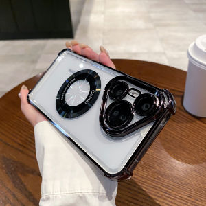 Ốp Mạ Chống Sốc Cho Huawei Pura70 P60Art P50 P40 P30 Mate60 50 40 30 Ultra Pro Magsafe Sạc Không Dây Ống Kính Phim Bao