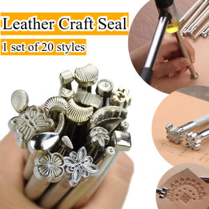 20pcs Metal Leather Working Saddle Making Tools Carving Leather Craft Stamps Kit DIY Printing Craft Supplies Leather Tools