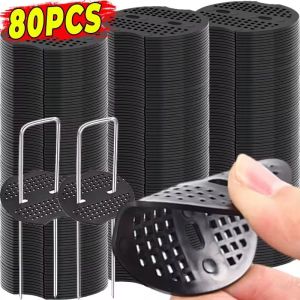 80ชิ้นแผ่นตะปูพื้นรูปตัวยูสำหรับสวนลวดเย็บกระดาษพลาสติกบัฟเฟอร์แนวนอนปะเก็นหลักสำหรับสนามหญ้า