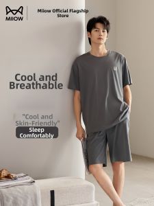 MiiOW | Summer Cool Ice Silk Short Sleeve and Shorts Mens Sleepwear