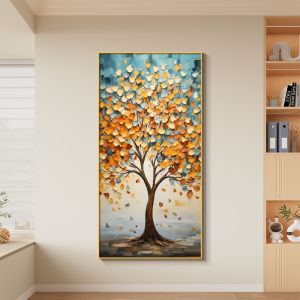Modern Minimalist Yellow Tree Entrance Wall Art Decorative Painting Living Room Wealth Attracting Tree High End Atmosphere