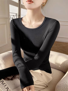 Modal Long Sleeve T-Shirt Womens Autumn New Style Pure Color Slim Fit Base Shirt Inner Wear Top Fashion Commute Style Korean Version