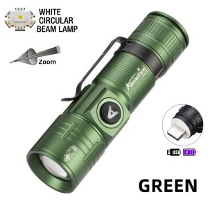 Alonefire | Zoomable LED Beam Light Portable Flashlight USB Rechargeable Home Outdoor Camping Hunting Fishing Hiking Emergency Lighting Lamp