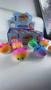 Bandai | Colorful Unicorn Buns Pinch Music Slow Rebound Decompression Toy Artifact Simulation Small Cage Bag Shape Vent Desktop Ornament
