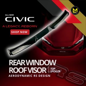 Honda Civic Fe Honda Civic 2022 To 2025 Rear Sun Roof Visor RS Style Rear Window Roof Visor RS Style Top Spoiler Rear Sun Roof Visor