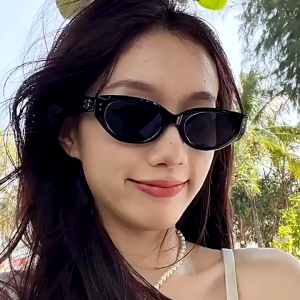 Korean Super Hot Selling Cat Eye Retro High-end Mens and Womens Small Frame Fashionable Sunglasses