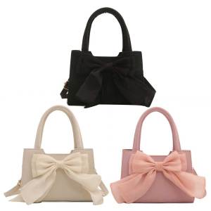 Chic Womens Large Capacity Leather Handbag with Bow Detail Ideal for Outdoor Travel and Daily Activities