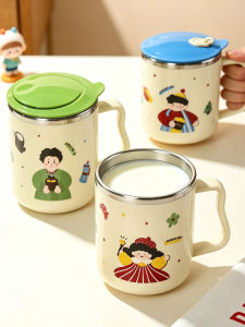 YOULUNMEI | Childrens Stainless Steel Tumbler Anti-drop Open-mouth Cup with Lid