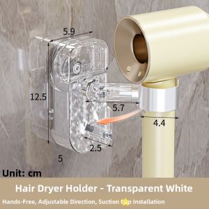 Wall-Mounted Bathroom Organizer with Suction Rotatable For Hair Dryer and Accessories