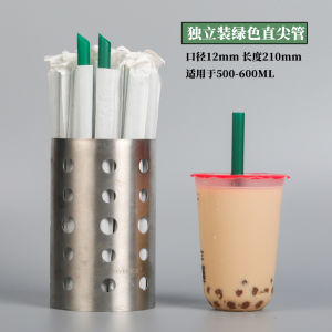 Disposable Colored Sharp Tip Paper Straws Individually Packaged 1000 Pieces Pearl Milk Tea Long Thickened Plastic Straws