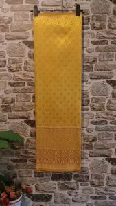 109.ผ้าฝ้าย ผ้าทอทั้งผืน ลายยกดอกลำพูน สีเหลือง