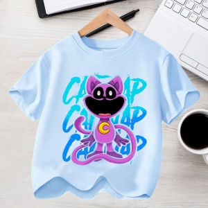Potdemiel | Kids Dropped Shoulder Short-sleeved T-shirt Summer Pure Smilings Critterss Cotton Round Neck Bottoming Shirt Student Sportswear