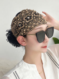หมวกผ้าตาข่ายลายดอกไม้ฤดูใบไม้ร่วง หมวกคลุมผมระบายอากาศได้ดี หมวกผ้าคลุมศีรษะแฟชั่นสำหรับผู้หญิง หมวกผ้าคลุมศีรษะแบบใหม่ปี 2025