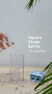 Mugu Square Straw Bottle with Handle 240ml - Botol Minum Anak