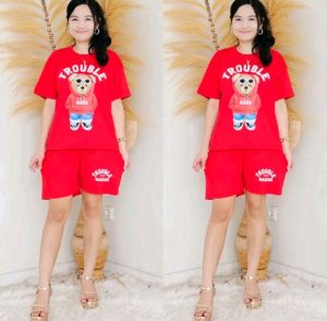 LUVLUVSHOP Setelan One Set Jumbo Celana Pendek Atasan Bawahan