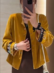 YUFUQING | เสื้อแจ็คเก็ตแขนยาวทรงหลวมสไตล์จีนใหม่สำหรับผู้หญิงในช่วงต้นฤดูใบไม้ร่วง เสื้อคลุมกันหนาวคอโปโลทรงหลวมสบายๆ ระดับไฮเอนด์