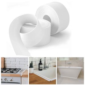 White Caulk Tape - Self Adhesive Waterproof Sealant Strip for BathroomKitchenSinkTubShowerBathtub & Toilet Edge Protection