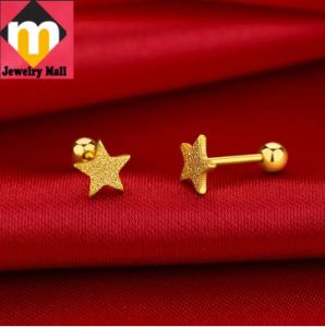 heart earrings hikaw18k gold pawnable saudi gold original frosted four-leaf clover five-pointed star stud set korean style earring for women newborn baby girl gift earrings hypoallergenic non tarnish dangling