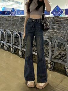 Trendy High Waist Slim Fit Flared Vintage Denim Pants