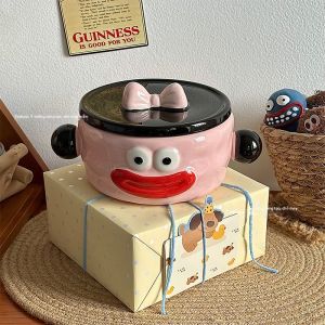 Bát Mì Ramen Đồ Họa Dễ Thương Có Nắp Muỗng và Đũa