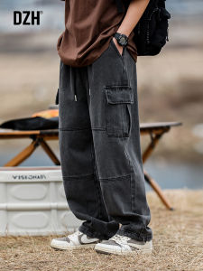 Mens Black Casual Straight Leg Jeans Durable Comfortable Cotton Polyester Blend Wear Resistant Straight Tube Work Trousers