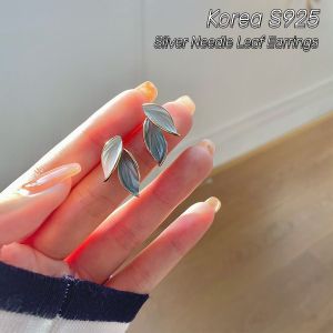 🔥B.two👍 Korea S925 Silver Needle Leaf Earrings Simple Personality Design Ear Studs Women Fashion Jewelry