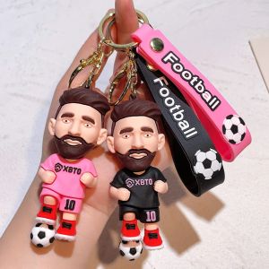 Hot Sale Soccer Star Messi Keychain Fashion Bag Pendent Cute Doll Keyring Car Ornaments Key Accessories Jewelry Gift for Friends
