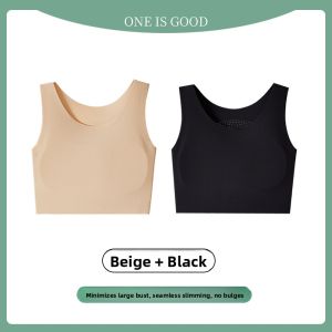Miiow | Black One-Piece Strap Vest Womens Underwear With Chest Pad Invisible Seamless Cat Person MiiOW Summer New Style Nylon Spandex