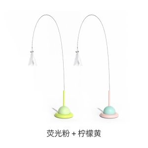 Cat Toy Suction Cup Teaser Long Pole Feather Bite Resistant Interactive Cat Play Stick Pet Supplies Intelligent Function