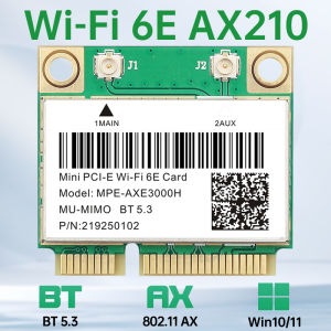 Fenvi | WiFi 6E AX210HMW Mini PCI-E AX210 BT5.3 Wifi Card Tri-Band 2.4G/5G/6GHz Wireless Network Ethernet Adapter 802.11AX For Win10/11