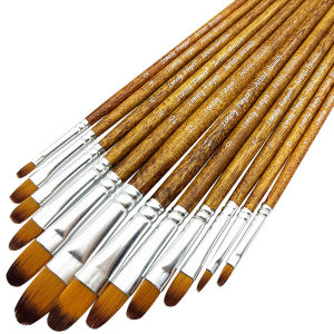 ศิลปิน Filbert แปรงทาสีชุด 12 ชิ้น soft Anti-Shedding ไนลอนไม้ Handle สําหรับน้ํามันอะคริลิคสีน้ํา Gouache สี