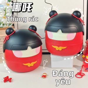 Cute Nezha-shaped Mini Desktop Trash Can