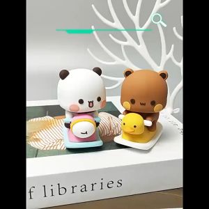 🇲🇾Panda Bear Fufu and Bubu Shaking Happy Car Action Figurine Toys Decoration 布布一二熊猫玩偶手办车载摆件卡通公仔
