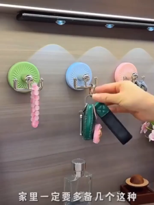 4Pcs Strong Adhesive Hook Macaron Rotating Storage Hook Seamless Magic Hook for Bathroom Office