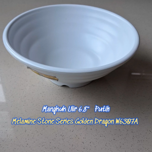 Mangkuk Ulir 6.8" Putih Melamine Stone Series - Golden Dragon W6307A