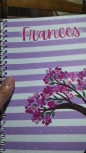 Blossom Stripes Glitter Notebook – Personalized Ring-Bound for Grades 5 to High School (5 Colors)