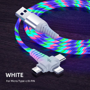 Colorful Light USB Data Cable Three-in-One Adapter for Type-C Android Flashlight Popular Blue Rain Brand Bendable Head