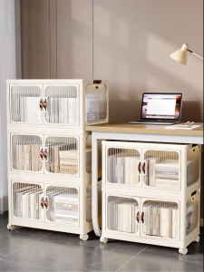 Lemari Plastik Lipat Susun Lemari Pakaian Anak & Bayi Lemari Plastik Tempat Penyimpanan Dengan Roda