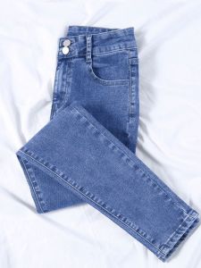 High Waist Denim Womens Skinny Jeans Spring and Autumn 2024 New Arrival Silm Slim Looking High-Looking Tight Stretch Pencil Pants