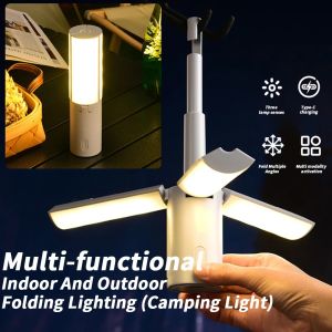 Foldable Camping Lantern Portable Flashlight Rechargeable emergency light for brownout camping tent lamp Equipment Lamps Outdoor Lighting Power Bank torchlight powerful 1000000lm japan flashlights super light cob working light portable touch light work