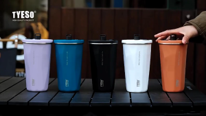 TYESO ของแท้ แก้วเก็บความเย็น สแตนเลส 304 รุ่นหลอดเด้ง สีทูโทน ขนาด 600 มล. มีใบรับรองตัวแทนจำหน่าย